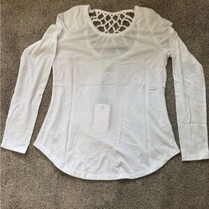 Chaser lattice design knotted back detail tee